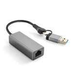 USB-C USB-A Ethernet Adapter 100/1000Mbps SPU-A16 gray