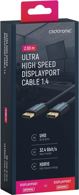 CLICKTRONIC Kabel DisplayPort DP - DP 1.4 8K 60Hz 2m