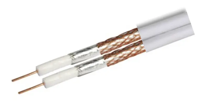 Kabel RG6 Revez CT63 Twin pełna miedź biały 50m