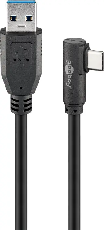 Kabel USB-C - USB-A 3.2 Gen1 Czarny KĄTOWY 0,5m Goobay