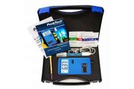 Acid meter tester of water pH solutions with a PeakTech 5310A battery