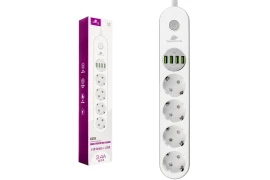 Spacetronik SR-203 power strip with 4x AC and 4x USB 3.4A Auto-id