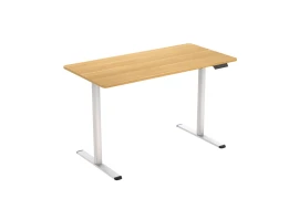 Adjustable desk with electric height change Spacetronik Moris SPE-O121, White frame, Light wood top