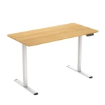 Adjustable desk with electric height change Spacetronik Moris SPE-O121, White frame, Light wood top