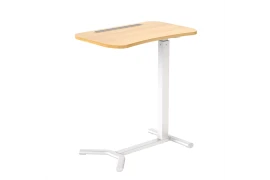 Spacetronik BUDDY 05 bed table with adjustable height, white frame, light wooden top