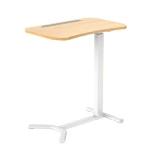 Spacetronik BUDDY 05 bed table with adjustable height, white frame, light wooden top