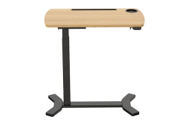 Breakfast table for bed with electrically adjustable height Spacetronik BUDDY-E, Black frame, Light wood top